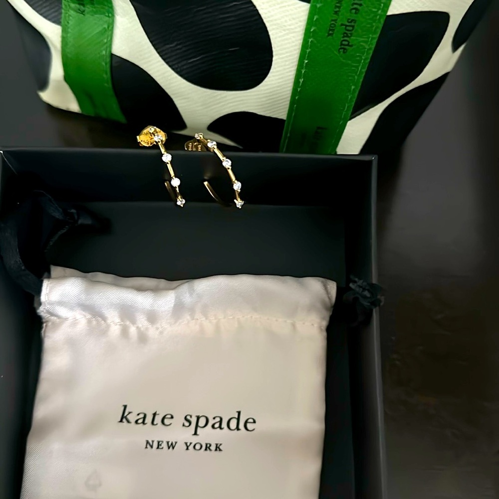 Kate Spade Gold Crystal Hoops - 1”
